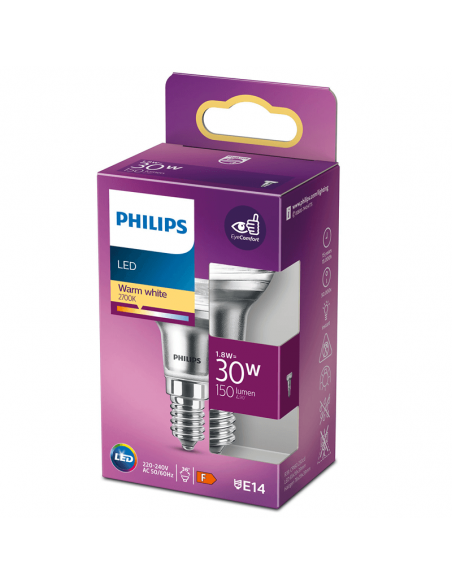 Bombilla LED Reflector R39 E14 36º 1,8W - 30W 2700K 8718699773755 Philips | LeonLeds
