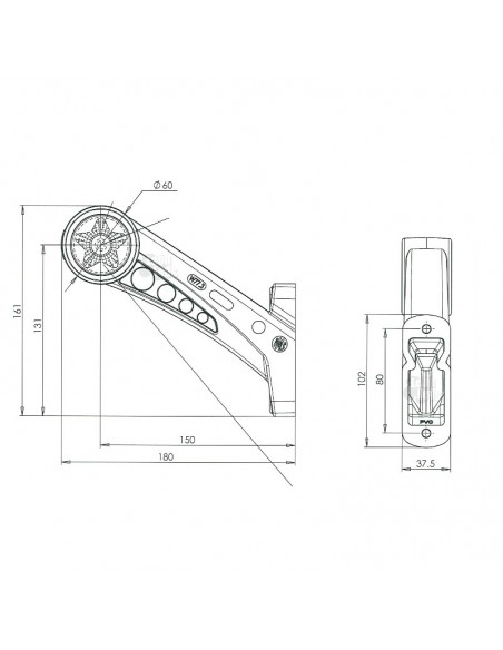 Dimensions Avertisseur LED 3 Fonctions avec bras long 12V et 24V W777.3 892 avec câble de 0,5 mètre Was | leonleds