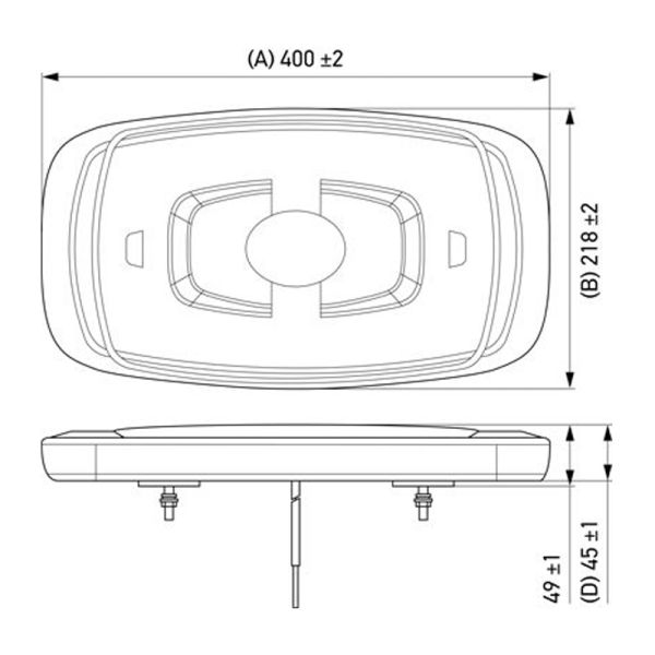 Pont LED Flat Ambre homologué avec connecteur allume-cigare Hella 2RL 014 565-021 Dimensions | Éclairage LeonLeds