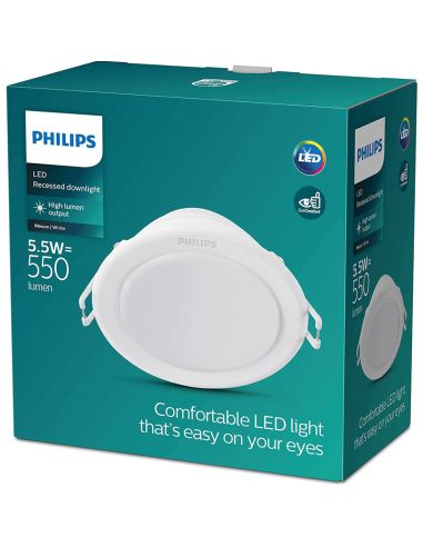 Downlight LED redondo 6W 550Lm blanco Philips | LeonLeds