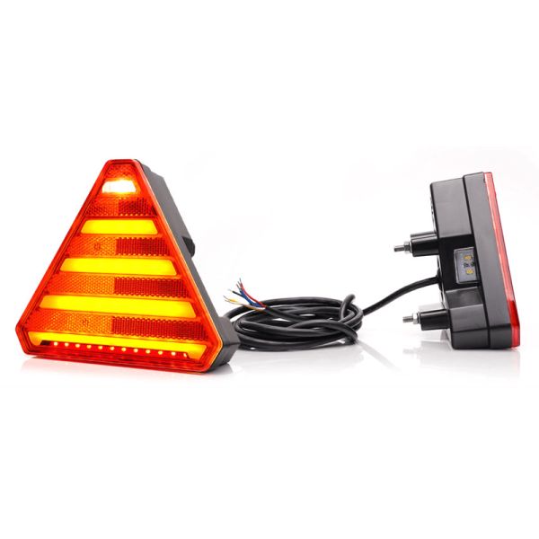 Piloto trasero LED con forma de triangulo con 7 Funciones - Luz de Matricual Latera 12V 24V W244 | LeonLeds