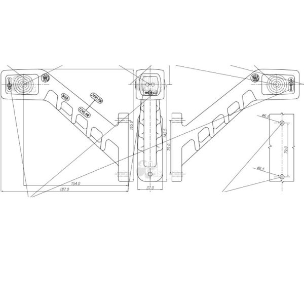 Dimensiones Galibo LED con tulipas transparentes Largo 3 Funciones W48 IP68 valido para 12V y 24V Was W48 | LeonLeds