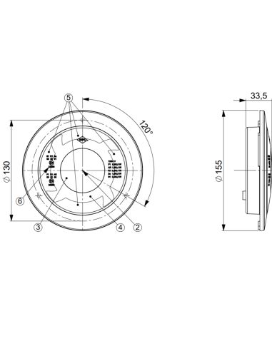 Dimensões Lanterna traseira LED redonda cromada 3 Funções 12V-24V Horpol | leonleds