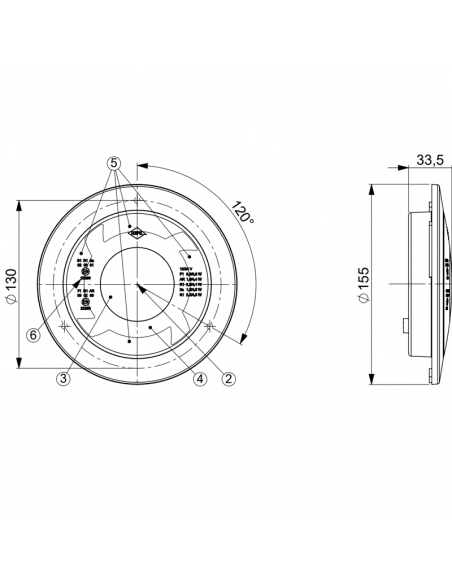 Dimensões Lanterna traseira LED redonda cromada 3 Funções 12V-24V Horpol | leonleds