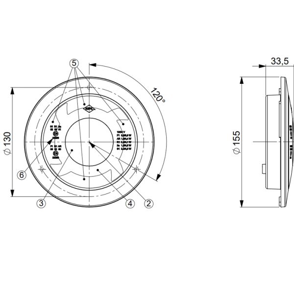 Dimensions Feu arrière LED rond chromé 3 Fonctions 12V-24V Horpol | leonleds