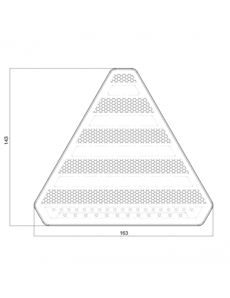 Dimensões Triângulo traseiro LED com 3 funções Efeito Neon - 12V 24V - W244 | LeonLeds