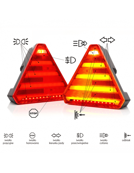 Trasera de Triangulo trasero LED con 3 funciones efecto Neon - 12V 24V - W244 Was | LeonLeds