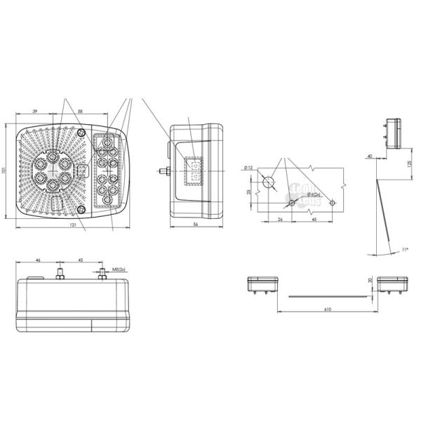 Piloto trasero LED barato economico con 4 funciones rectangular para remolque de coche carro agrícola | LeonLeds Iluminación