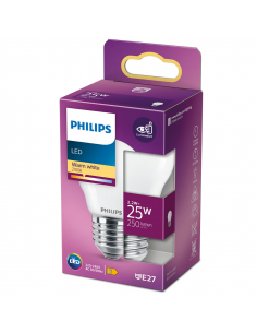 Bombilla LED Esferica E27 Clasica Mate de Philips | Philips LED Esferica 2.2W equivalente a 25W Cristal | LeonLeds 2