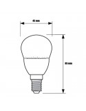 Dimensões Lâmpada LED esférica de plástico E14 2,8 W - 25 W 8719514312487 Philips | Leon Iluminação LED