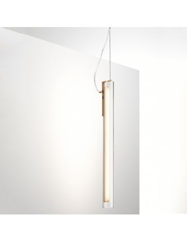 Lámpara colgante LED vertical Oslo latón MDC
