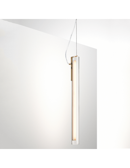 Lámpara colgante LED vertical Oslo latón MDC