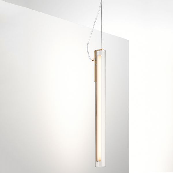 Lámpara colgante LED vertical Oslo latón MDC