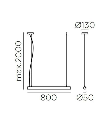 Dimensões da pequena luminária suspensa LED Oslo de metal e vidro