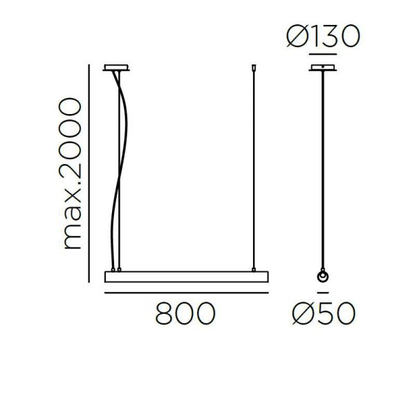Dimensions de la petite suspension LED Oslo en métal et verre