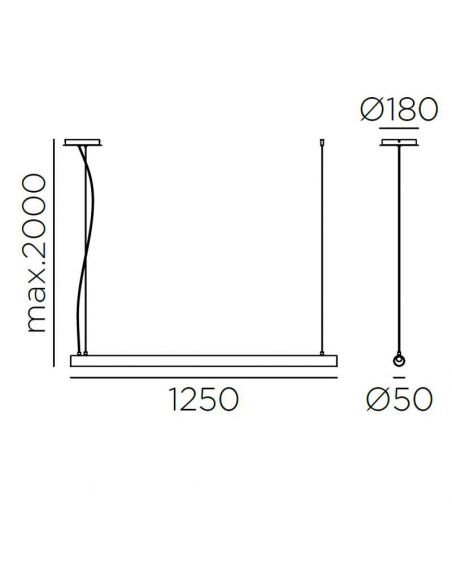 Mesures de la suspension LED Oslo en métal et verre