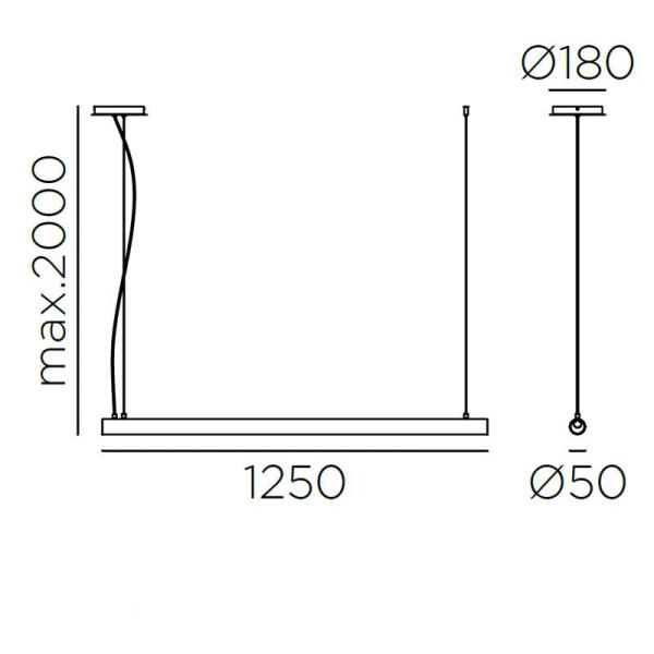 Mesures de la suspension LED Oslo en métal et verre