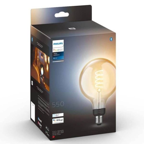Bombilla LED Globo G125 Filamento 550Lm 7W 2.100K - Philips Hue - Compatible con Alexa, Google Home Philips | LeonLeds