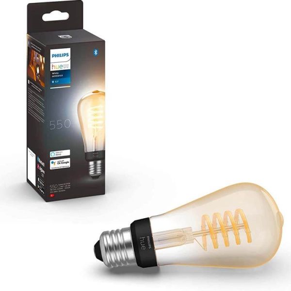 Bombilla LED filamento ST72 550Lm 7W 2.100K - Philips Hue - Compatible con Alexa, Google Home | LeonLeds