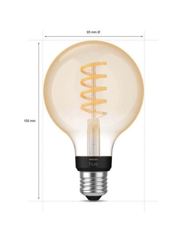 Bombilla LED Globo G93 Edison 550Lm 7W 2.100K - Philips Hue - Compatible con Alexa, Google Home 8719514301481 | LeonLeds