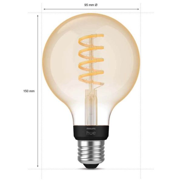 Bombilla LED Globo G93 Edison 550Lm 7W 2.100K - Philips Hue - Compatible con Alexa, Google Home 8719514301481 | LeonLeds