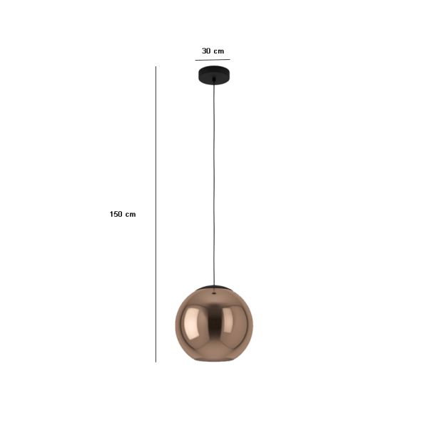 Lampe suspendue ronde en verre cuivré...