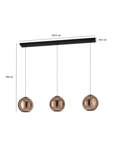 Suspensão de cristal Córdoba com 3 dimensões de luzes