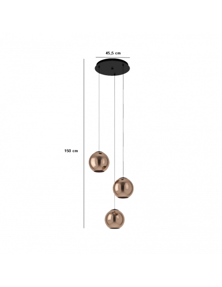 Suspensão luminária de teto Córdoba 3xE27 medidas