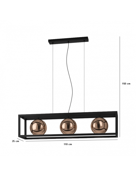 Lámpara de techo colgante Córdoba de metal medidas