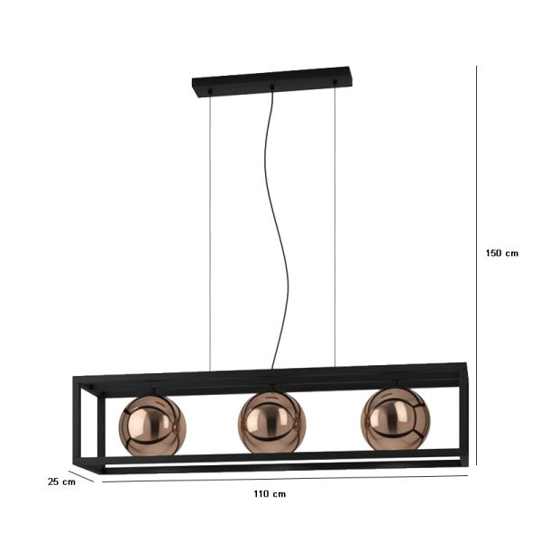 Mesures du plafonnier suspendu en métal Córdoba