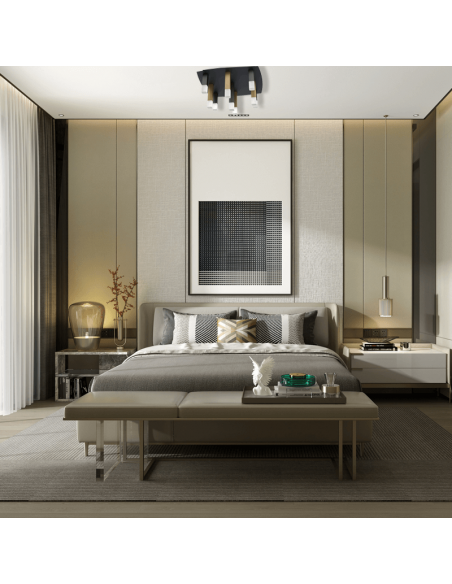 Plafón de techo LED Estanterios negro y dorado ambiente