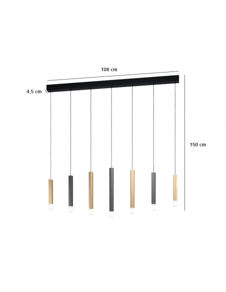 Lámpara colgante LED minimalista de 7 luces medidas