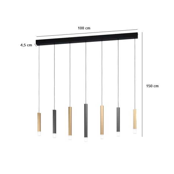 Lámpara colgante LED minimalista de 7 luces medidas