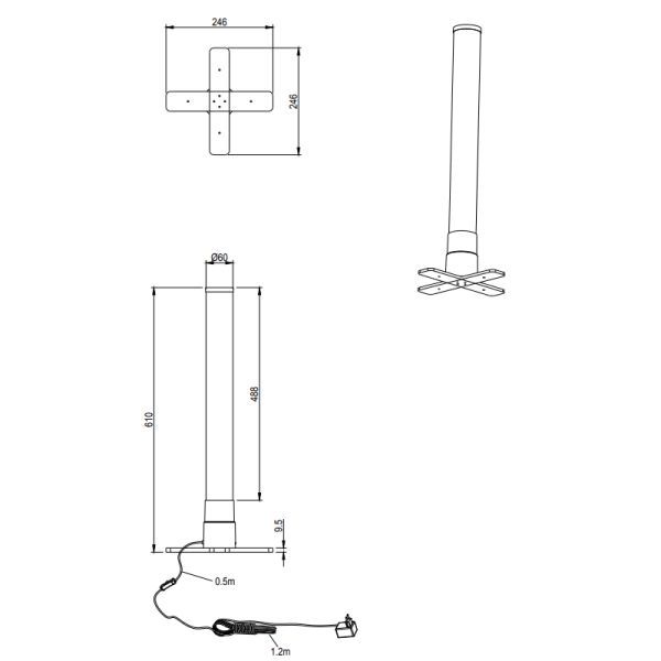 Lámpara de pie LED multicolor Motion con peces 61cm dimensiones