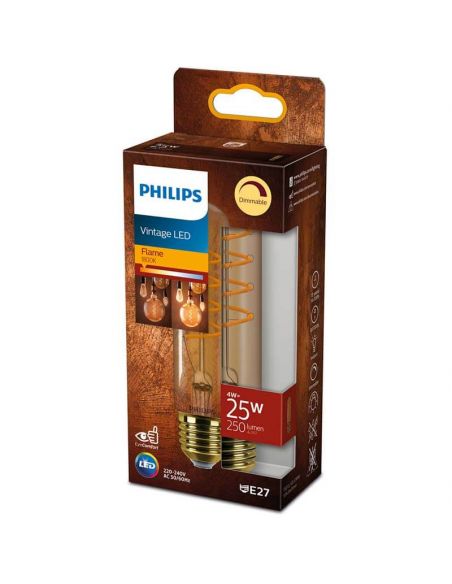 Flamme Or Tubulaire T32 LED Ampoule Dimmable 4W - 25W 1800K Vintage LED 8719514315495 | leonleds
