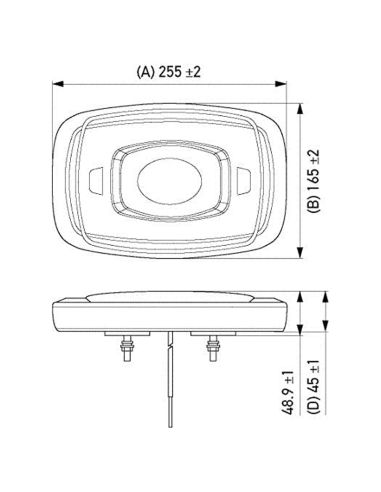 Mini Barra de Luzes Magnética Âmbar com Conector de Isqueiro Hella 2RL 014 565-021 Medidas | Leon Iluminação LED
