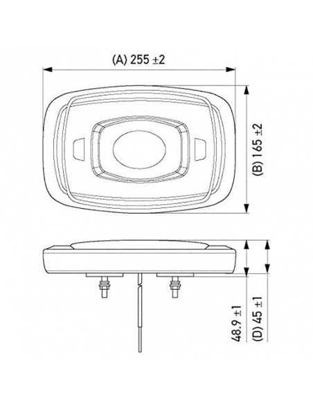 Mini barre lumineuse magnétique ambre avec connecteur allume-cigare Hella 2RL 014 565-021 Dimensions | Éclairage LeonLeds
