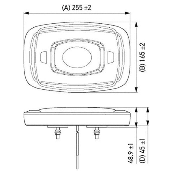 Mini barre lumineuse magnétique ambre avec connecteur allume-cigare Hella 2RL 014 565-021 Dimensions | Éclairage LeonLeds