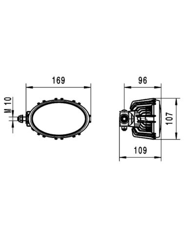 Faro LED de Trabajo Ovalado con soporte lateral Oval 100 Compact 12V/24V 1850Lm 1GA 996.761-171 Óptica de Trabajo | LeonLeds