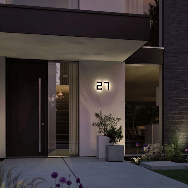 Número para casa con luz LED solar y recargable