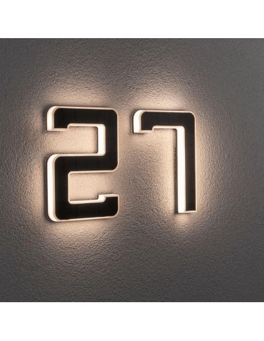 Número para casa con luz LED solar y recargable 27