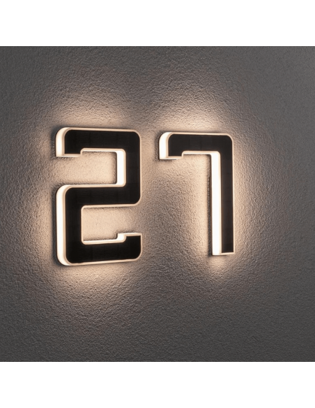 Número para casa con luz LED solar y recargable 27