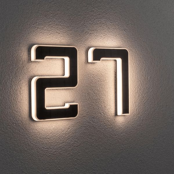 Número para casa con luz LED solar y recargable 27
