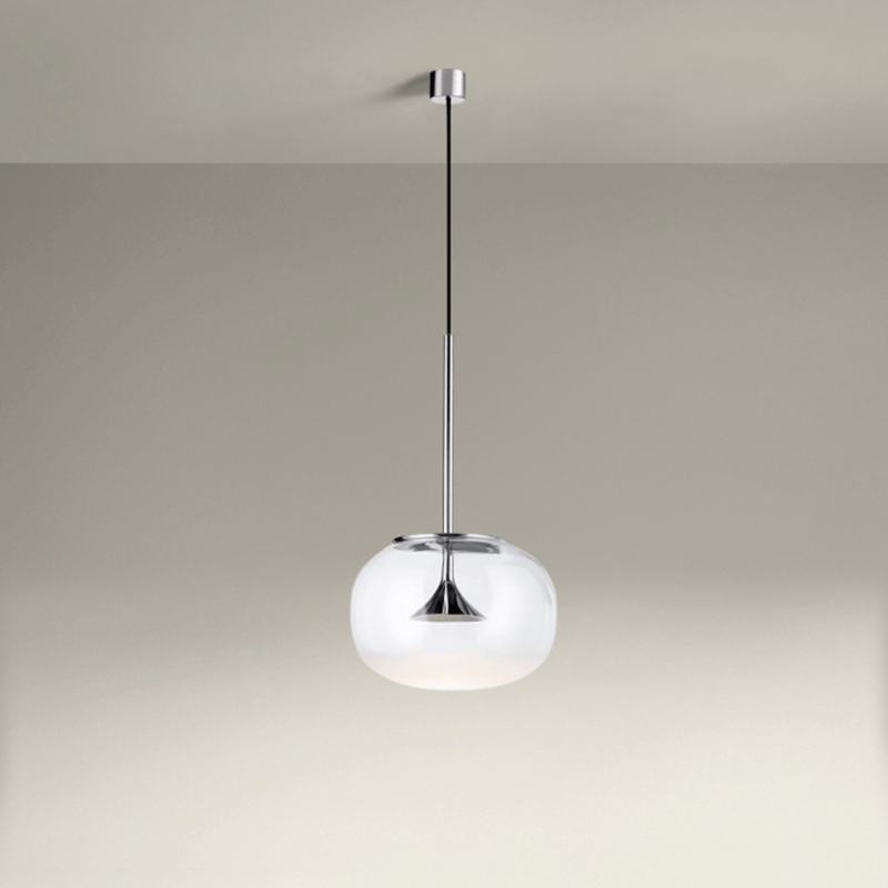 Lámpara colgante Alive cromada con pantalla de cristal de Leds C4