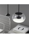 Suspension LED Black Alive avec abat-jour en verre d'ambiance