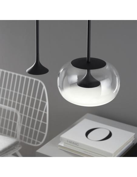 Lámpara colgante LED Alive negro con pantalla de cristal ambiente