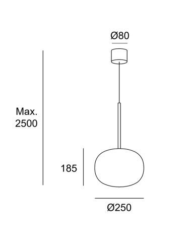 Lámpara colgante LED Alive negro con pantalla de cristal medidas