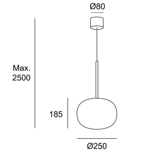 Suspension LED Alive noire avec abat-jour en verre