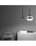 Suspension LED Alive noire avec abat-jour en verre LedsC4
