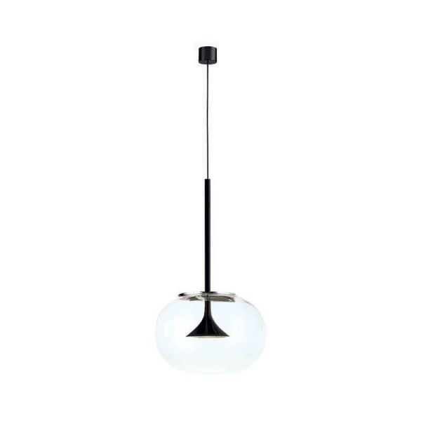 Suspension LED Alive noire avec abat-jour en verre